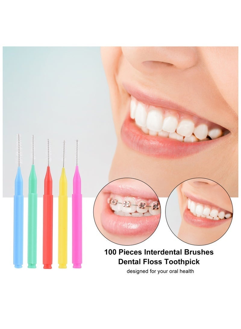 YUJA 100 Pieces Interdental Brushes, Dental Floss Toothpick, Orthodontic Braces Brush Tooth Cleaning Tool Oral Care - Image 3
